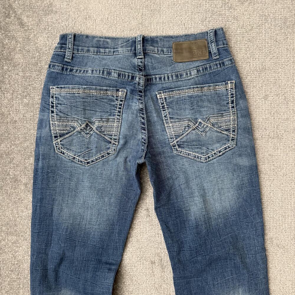 BKE Aiden Bootcut Jeans Womens 28R Blue Wash Mid Rise Stretch Embroidered - Picture 9 of 12